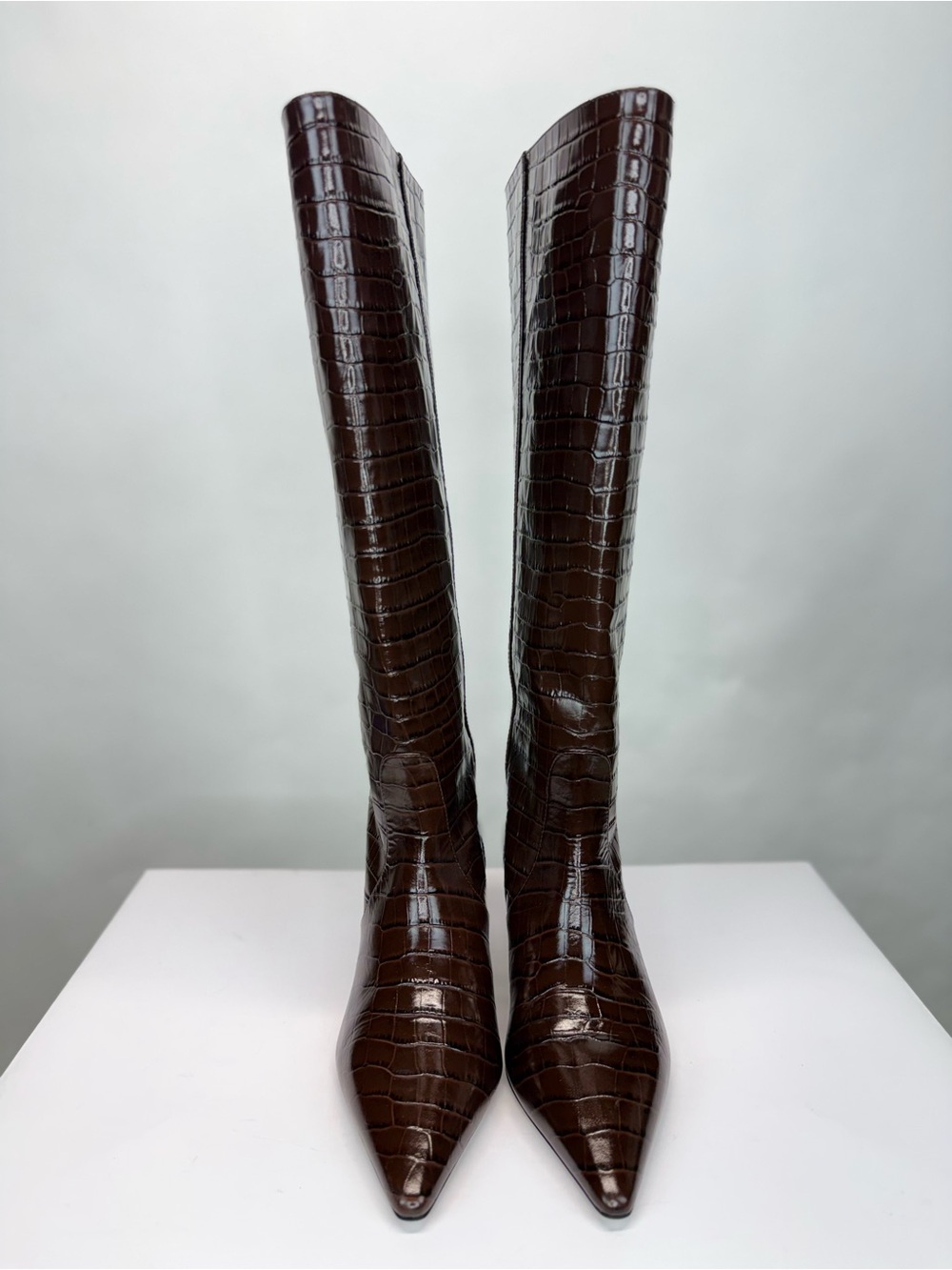 New Stuart Weitzman Naomi 50 High Boot Auburn Brown Sz 8.5 - Picture 6 of 16